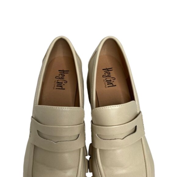 Hey Girl by Corkys Womens Chunky Platform Loafers Size 10 Ivory Academia Preppy - Picture 5 of 15